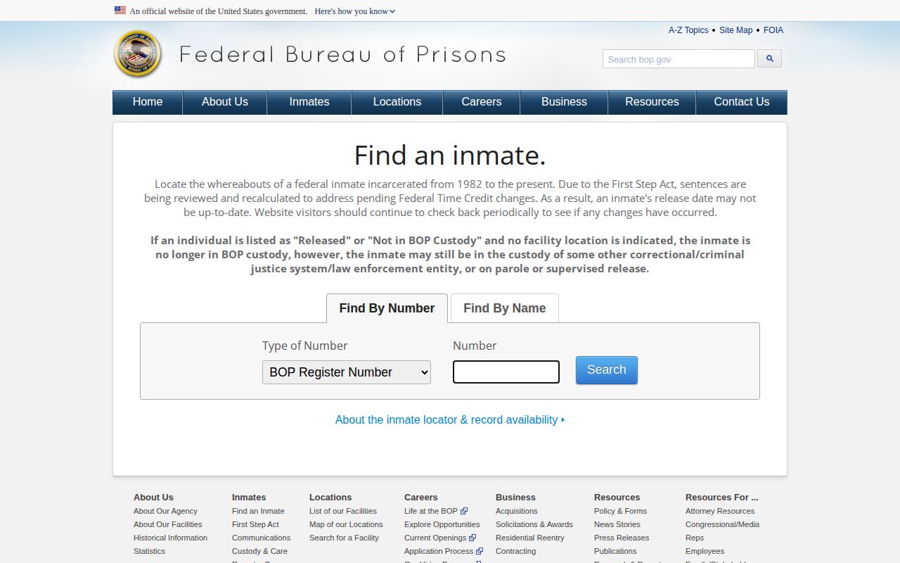 Federal BOP release locator for an Attala County connected case