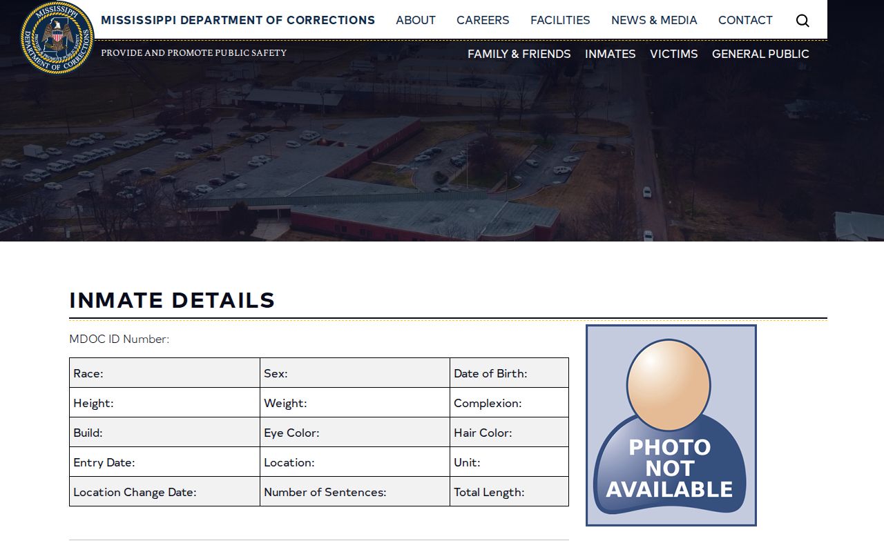 Mississippi DOC Attala County offender release record field layout